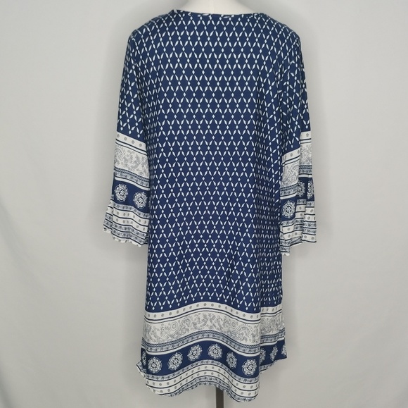 Papillon blue white print mini tunic dress Small - Picture 5 of 9